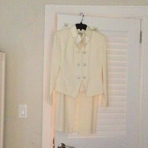 Cream Double-Breasted Skirt Suit Set
